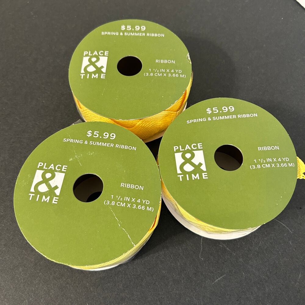 Lot of 3 NEW Place & Time Yellow Ric Rac Ribbon 1.5" Spring Summer Craft - Picture 4 of 5